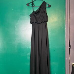 Vintage Chic One-Shoulder Black Dress